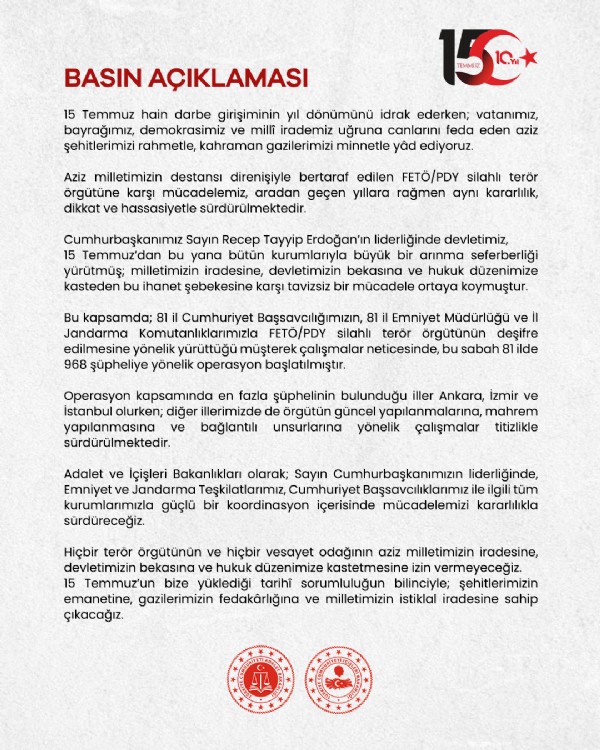 İki Bakanlık Harekete Geçti! FETÖ'ye 81 İlde Dev Operasyon